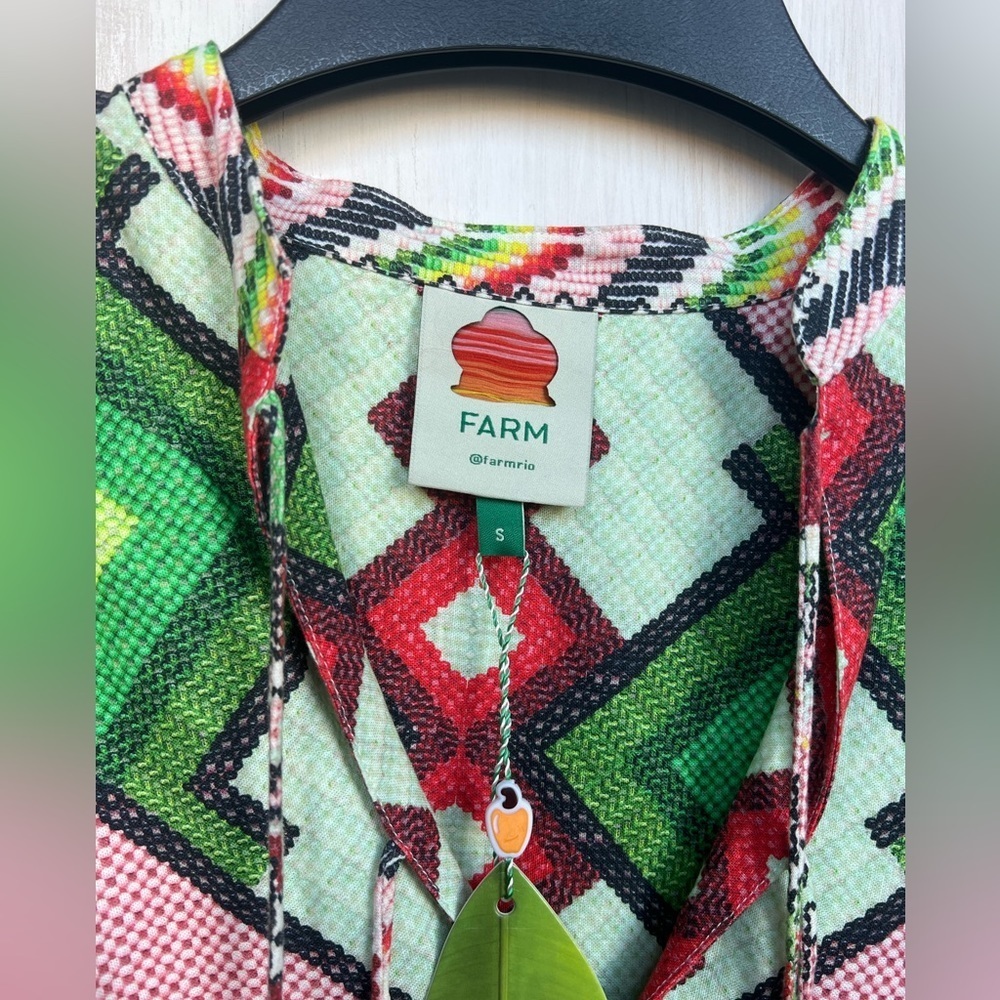 NWT farm Rio Amulet Linen Blend Aztec Shirt Dress Multicolor Size XS - Picture 7 of 7